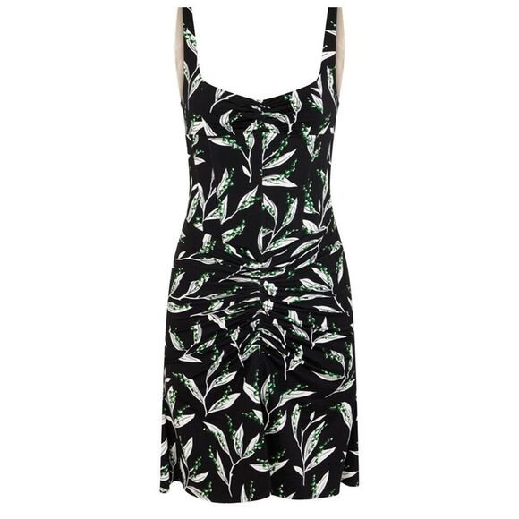 Rabanne by Paco Rabanne Leafy Ruched Sheath Minidress in Mugeut Noir NWT Size 36 - Picture 4 of 11